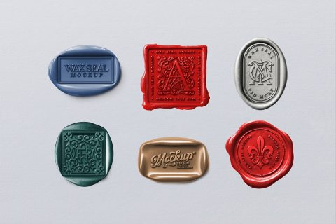 Wax Seal Mockup Set – 6 Isolated Stamps – Vol. 02