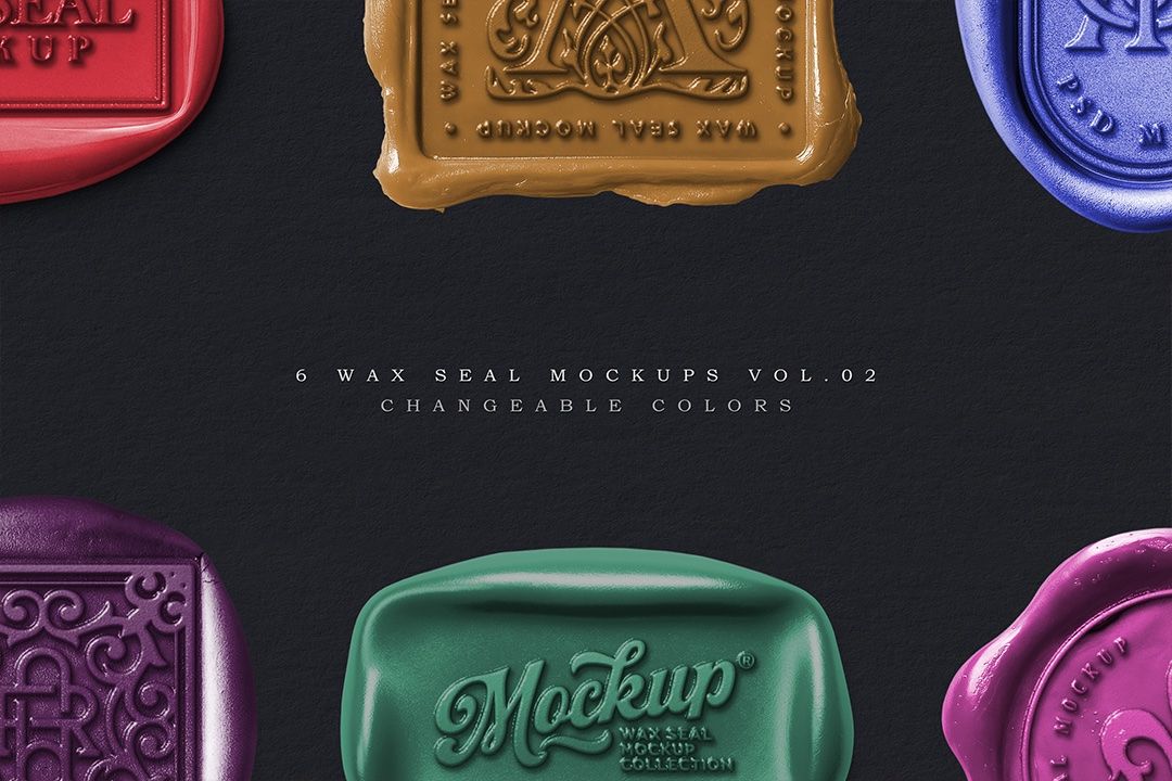 Wax Seal Mockup Set – 6 Isolated Stamps – Vol. 02