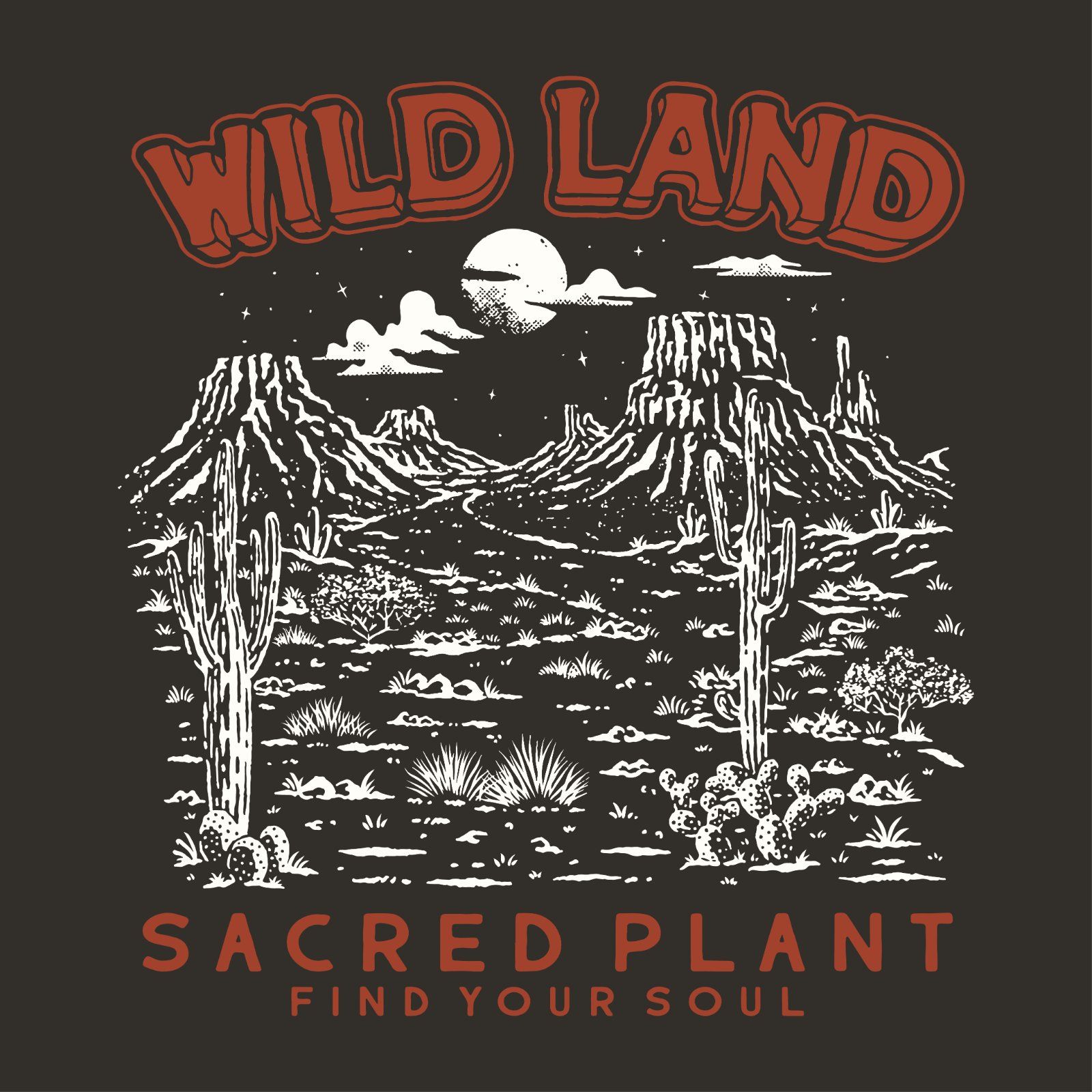 Wild Land Desert Vintage Illustration | Sacred Plant Western T-Shirt Design